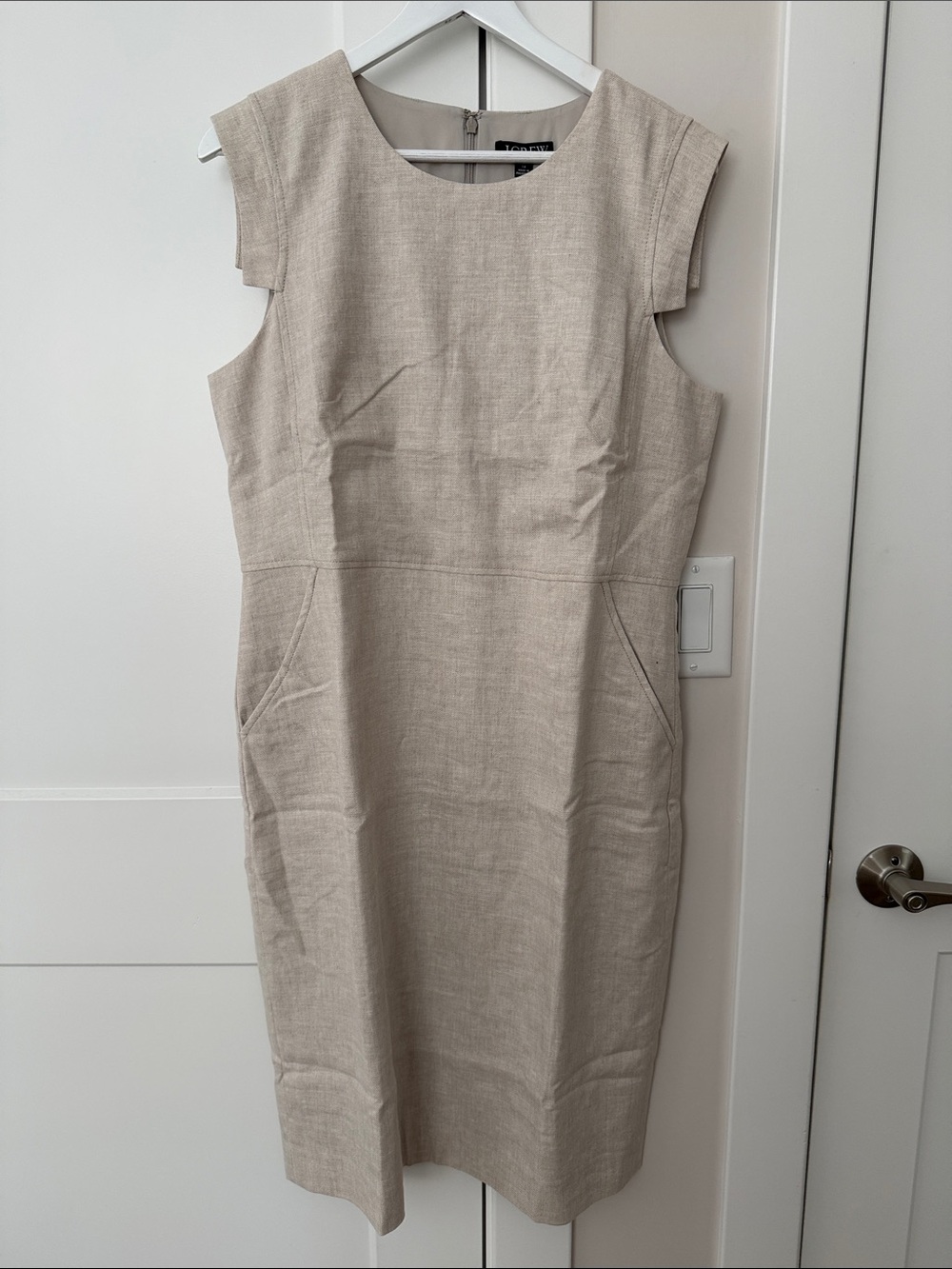 J Crew Elegant Sleeveless Beige/Natural Sheath Dress - Picture 1 of 5